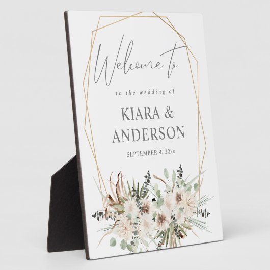 Boho Eucalyptus, Palm Beige Floral Accueil Plaque (Côté)