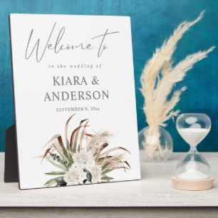 Boho Eucalyptus Pampas & Bloemen Welkom Bord Fotoplaat