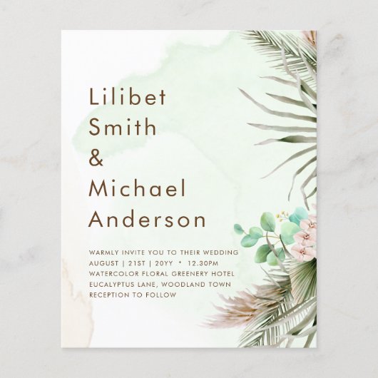 BOHO Eucalyptus Pampas Grass Greenery Wedding Flyer (Voorkant)