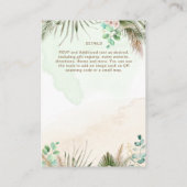 BOHO Eucalyptus Pampas Grass Greenery Wedding Informatiekaartje (Achterkant)