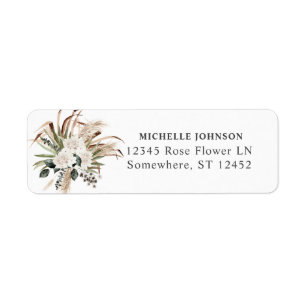 Boho Eucalyptus Pampas Grass Return Label