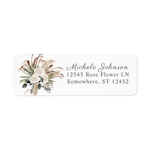 Boho Eucalyptus & Pampas Return Address Label (Voorkant)