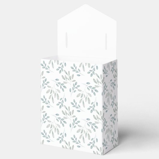 Boho Eucalyptus Pattern Dusty Blue Wedding Bedankdoosjes (Geopend)
