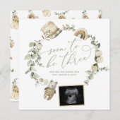 Boho Eucalyptus Three Ultrasound Zwangerschap Aankondiging (Voorkant / Achterkant)