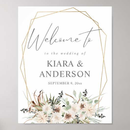 Boho Eucalyput, Palm & Affiche de bienvenue Floral (Devant)