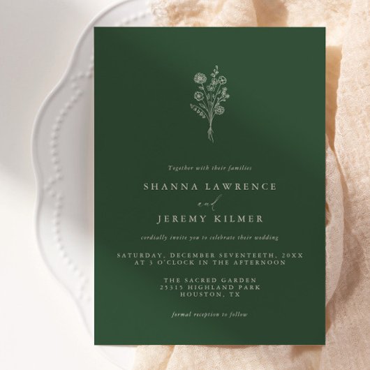 Boho Evergreen Elegant Minimal Wedding | Kaart