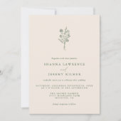 Boho Evergreen Elegant Minimal Wedding | Uitnodigi Kaart (Voorkant)