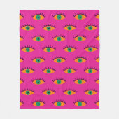 BOHO Evil Eye Patroon Funky Hot Pink Fleece Deken (Voorkant)