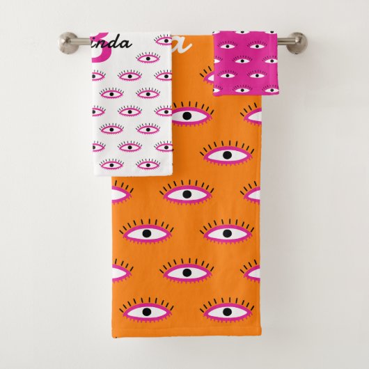 BOHO Evil Eye Pattern Burnt Sinaasappel Monogram N Bad Handdoek (Insitu)