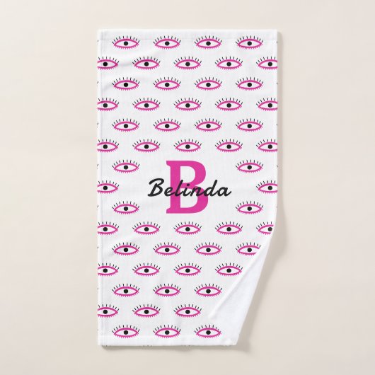 BOHO Evil Eye Pattern Burnt Sinaasappel Monogram N Bad Handdoek (Handdoek)