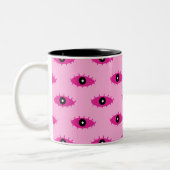 BOHO Evil Eyes Fuchsia Pink Fun Tweekleurige Koffiemok (Links)
