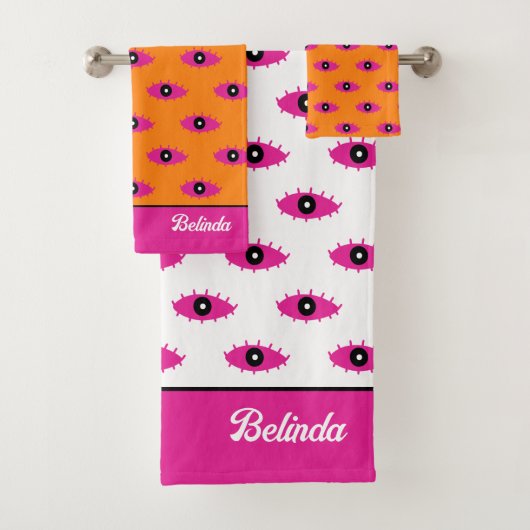 BOHO Evil Motif Oeil brûlé Orange et rose Nom (En situation)