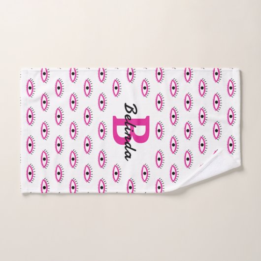 BOHO Evil Motif Oeil brûlé Orange Monogramme Nom (Serviette à main)