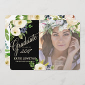 BOHO FAIRE-PART DE DIPLÔME FLORAL, INVITATION DE P (Devant / Derrière)