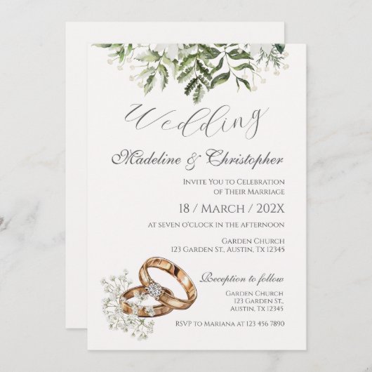 Boho Faire-part de mariage (Devant / Derrière)