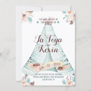 Boho Faire-part de mariage Aquarelle Floral Teepep
