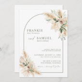 Boho Faire-part de mariage | Pampas Vert herbe (Devant / Derrière)