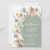 BOHO Fairy 1st Birthday Invitation Wildflower Sage (Devant)