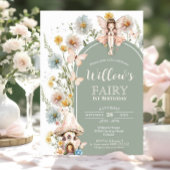 BOHO Fairy 1st Birthday Invitation Wildflower Sage