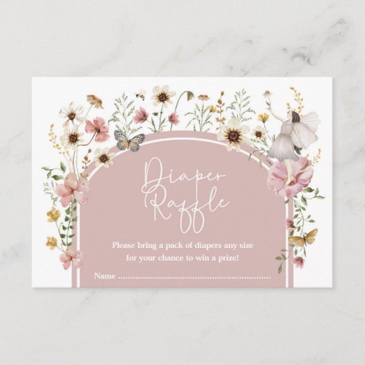 Boho Fairy Blush Wildflower Luier Raffle Informatiekaartje (Voorkant)