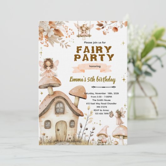 Boho fairy enchanted party invitation (Debout devant)