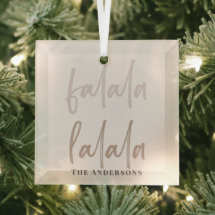 Boho Falala Script Pink & Brown Holiday Glas Ornament
