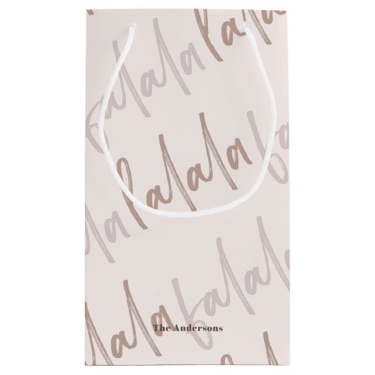 Boho Falala Script Pink & Brown Holiday Klein Cadeauzakje (Achterkant)