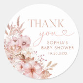 Boho Fall Floral Baby Shower  Ronde Sticker (Voorkant)