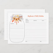 Boho Fall Floral Beads Mason Jar Recette Cartes (Devant / Derrière)