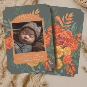 Boho Fall Floral Border Baby Faire-part de naissan