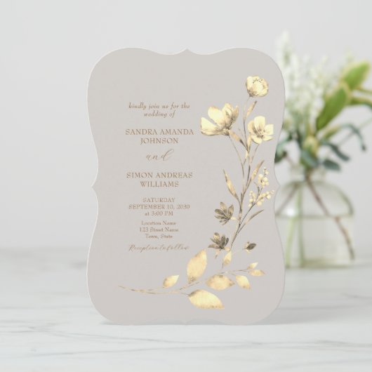 Boho Fall Floral Bracket Wedet Invitation (Debout devant)