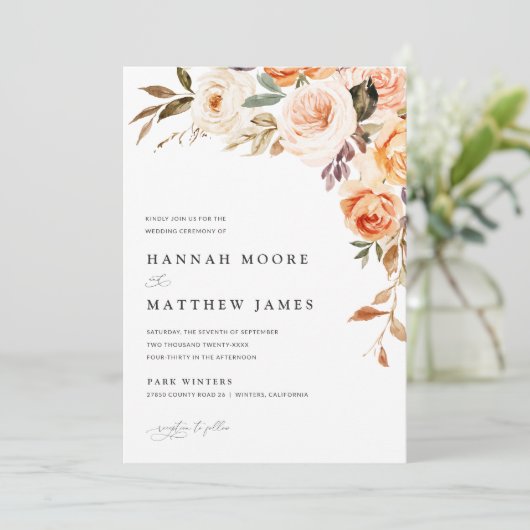 Boho Fall Floral Faire-part de mariage (Debout devant)