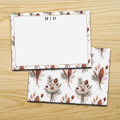 Boho Fall Floral Monogramm  Notitiekaartje