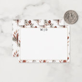 Boho Fall Floral Monogramm  Notitiekaartje (Voorkant / Achterkant in situ)