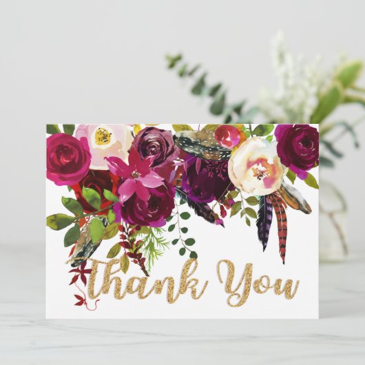 Boho Fall Floral Or Merci moderne (Debout devant)