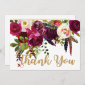 Boho Fall Floral Or Merci moderne (Devant / Derrière)