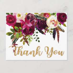 Boho Fall Floral Or Merci moderne