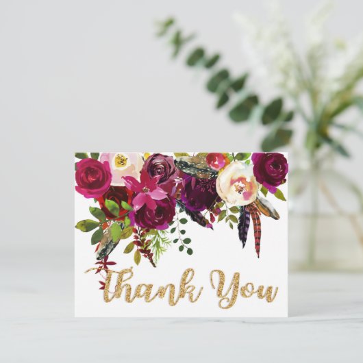 Boho Fall Floral Or Merci moderne (Debout devant)