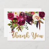 Boho Fall Floral Or Merci moderne (Devant / Derrière)