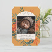 Boho Fall Floral Photo Faire-part de naissance (Debout devant)