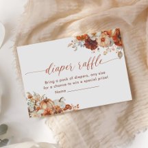 Boho Fall Floral Pumpkin Baby Shower Diaper Raffle