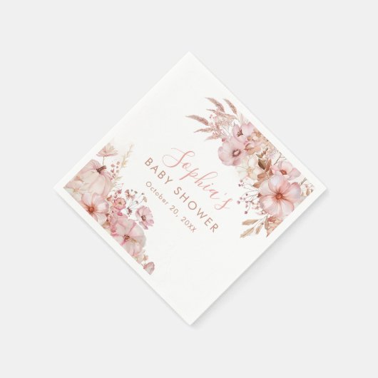 Boho Fall Floral Pumpkin Baby Shower  Servet (Hoek)