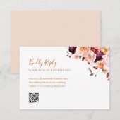 boho fall floral qr code rsvp carte (Devant / Derrière)