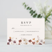 Boho Fall Florals Butterfly Wedding RSVP (Staand voorkant)