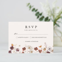 Boho Fall Florals Butterfly Wedding RSVP