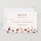 Boho Fall Florals Butterfly Wedding RSVP Kaartje (Voorkant)