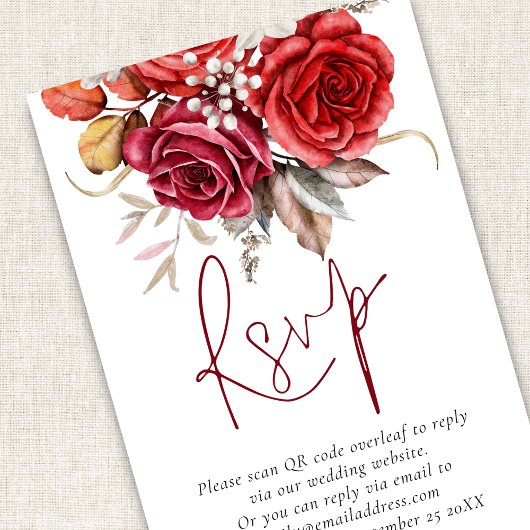 Boho Fall Florals QR Code Mariage RSVP Carte