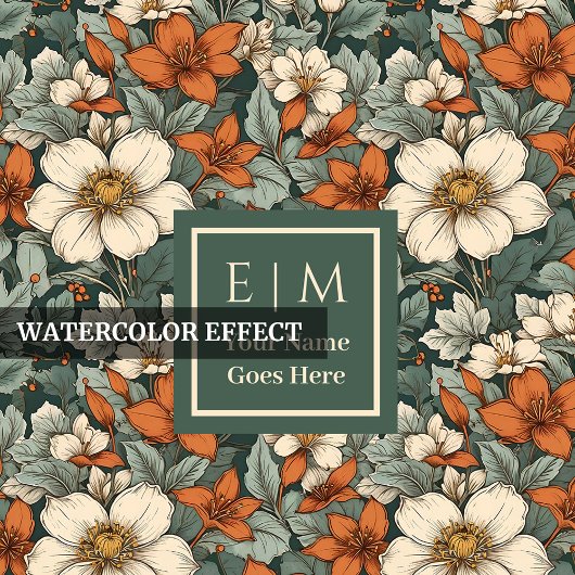 Boho Fall Florals Sage Terracotta Name Bath Towels