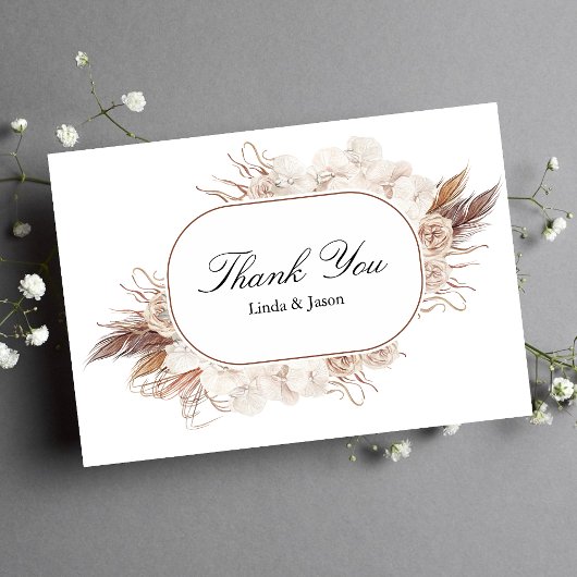 Boho Fall Flowers Mariage Carte de remerciements