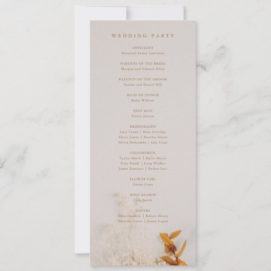 Boho Fall Flowers Wedding Programme (Dos)